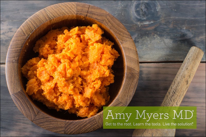 Brussels Sprout Buffalo with Sweet Potato Mash