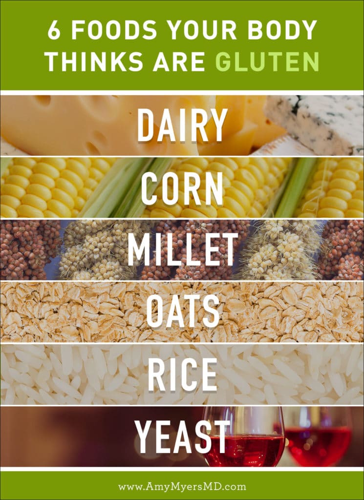 6 Foods Your Body Thinks Are Gluten - 6 Foods That Cross-react with Gluten - Infographic - Amy Myers MD®