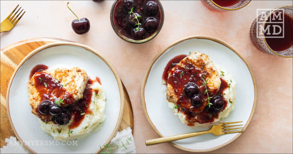 Pork cutlets served with cherry sauce - Pork Cutlets with Cherry Sauce - Amy Myers MD®