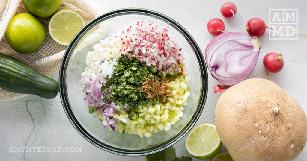 Ingredients in a bowl - Nightshade Free Pico De Gallo - Amy Myers MD®