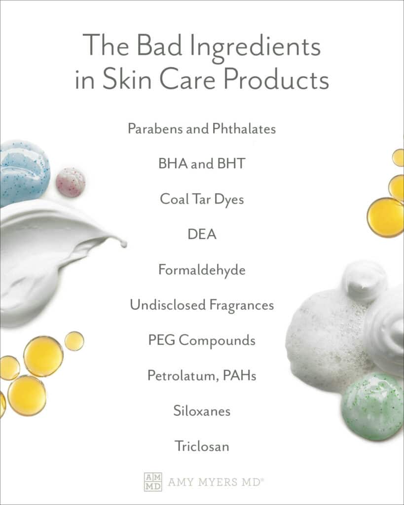 Ingredients to Avoid in Skincare - Bad Ingredients in Skincare Products - Infographic - Amy Myers MD®