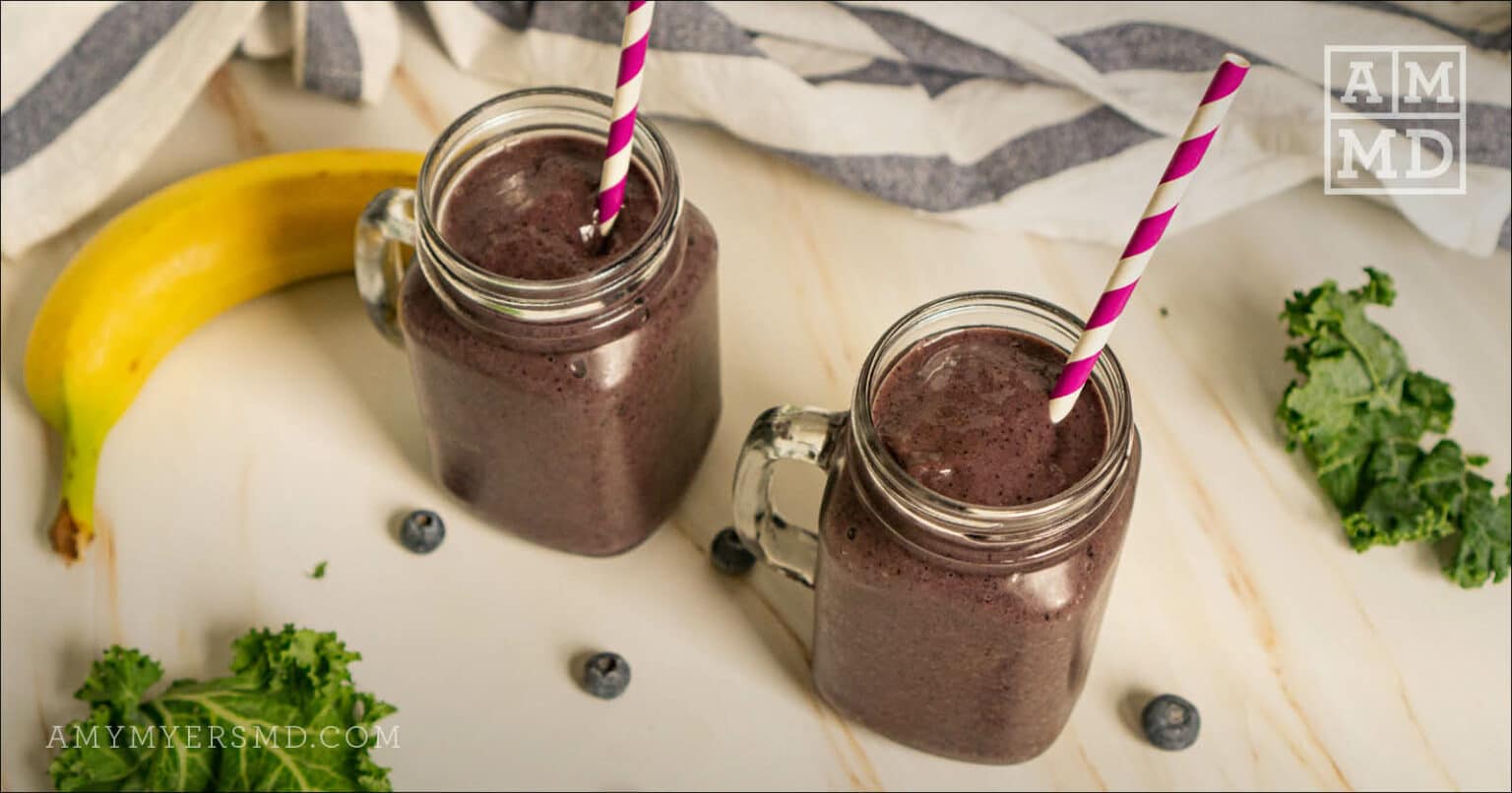 AIP Blueberry Kale Protein Smoothie Amy Myers MD