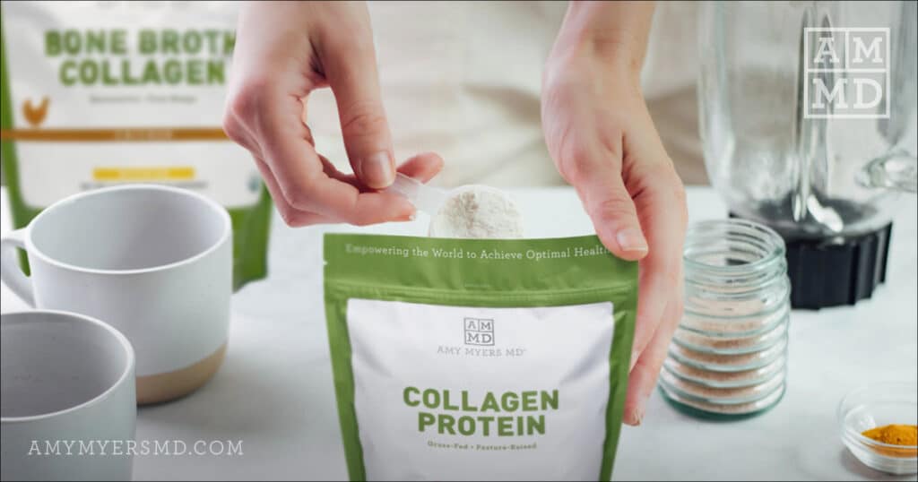 Scoop of Collagen Protein - Golden Milk Bone Broth Latte Recipe - Amy Myers MD